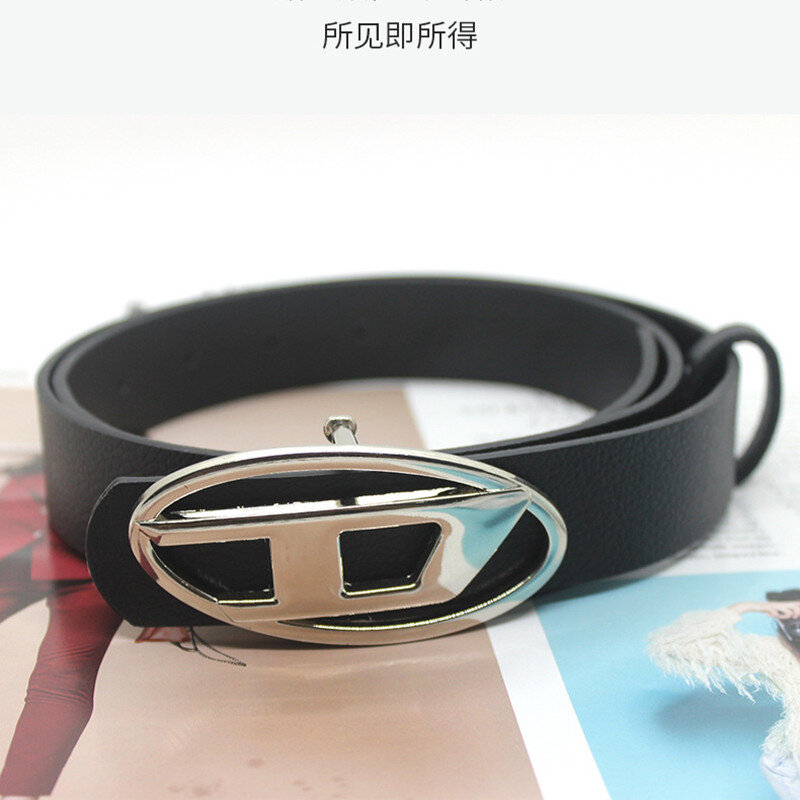 Cinturón de tela vaquera con hebilla de letras ovaladas para hombre y mujer, cinturón decorativo de PU, diseño de lujo, versátil, con personalidad, nuevo