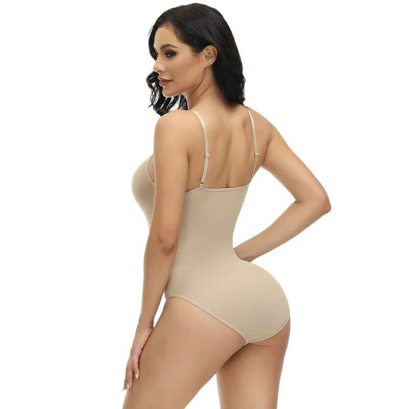 2PC Bodysuits Shapewear Slim Body Shaper Smooth Out Open Crotch Adjustable Straps Body Suits Tummy Control