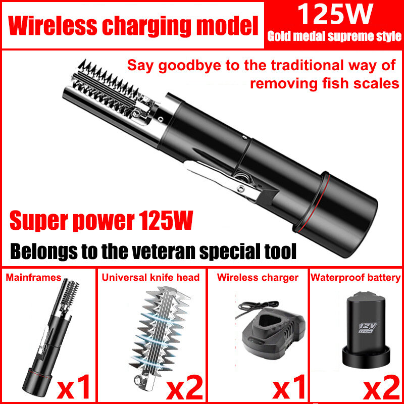 125W Cordless Electric Fish Scaler Portable Charging Fish Scale Scraper Fish Remover Easy Cleaner Skinner Kitchen Seafood Tool