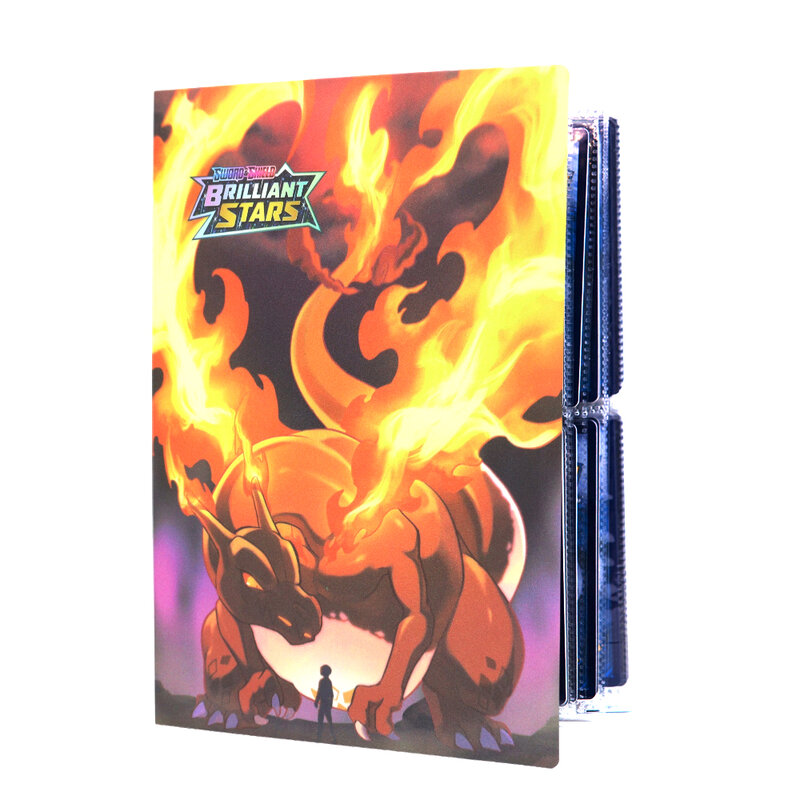 Novo 240 pçs pokemon anime jogo pikachu charizard mewtwo holográfico 3d flash brilhante álbum de fotos cartão protetor livro fichário presente