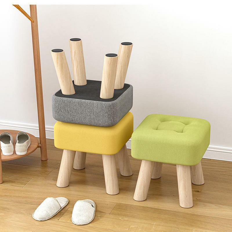 Wooden Low Shoes Stool Bench Home Door Dress Hotel Bar Cafe Store Chairs Sofa Rest Stool Kid Soft Vanity Chair Furniture Stools