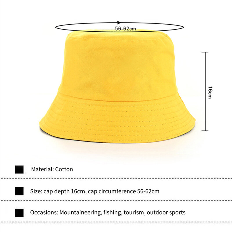 Chapéu de bucket dupla face para homens e mulheres, cor sólida, dobrável, para praia, proteção contra o sol, uso ao ar livre, pescador