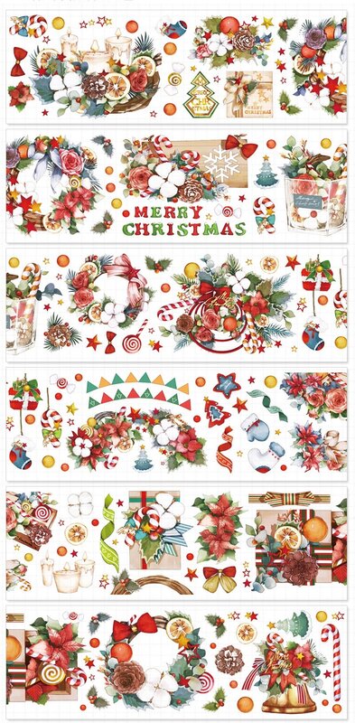 1 Loop Papier Washi Nieuwe Kerst Journalwritten Pet Tape Bloem Basic Collage Decoratie