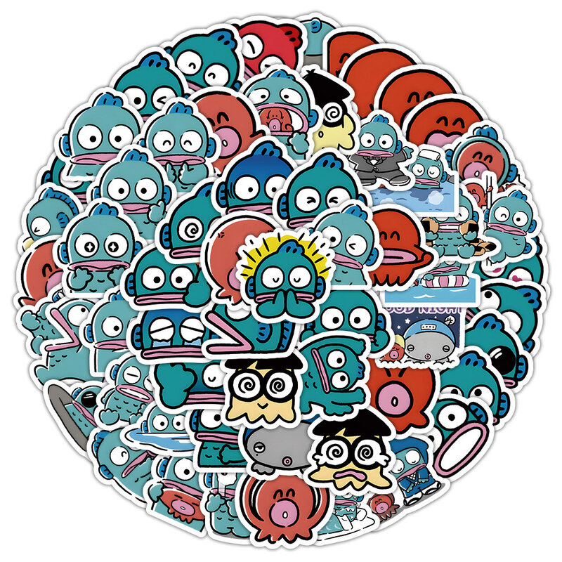 10/30/60pcs Cute Sanrio Ugly Fish Hanton Cartoon Graffiti Stickers Decals Laptop Scrapbook Phone Stationery Sticker Kids Toys