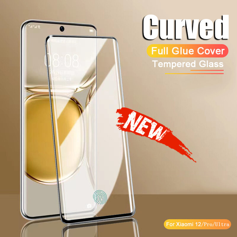 Full Cover Curved Glass For Xiaomi 12 12S 12X 11 10 13 Civi CC9 Mix 4 Note 10 Pro Ultra Lite All Glue Tempered Screen Protector