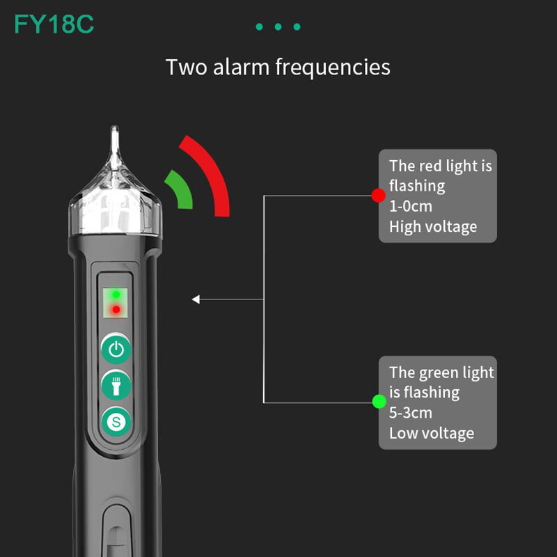 FY18D/FY18C probador de voltaje sin contacto 12-1000V AC Detector de voltaje bolígrafo circuito buscador de punto de interrupción nulo herramientas de prueba de cable vivo