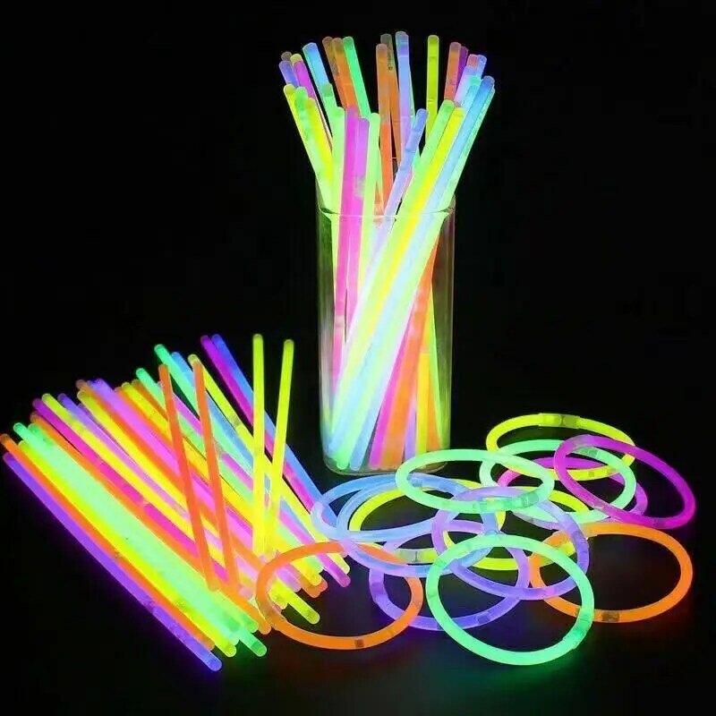 50/100 Buah Lampu Fluoresensi Pesta Stik Cahaya Gelang Kalung Neon untuk Pesta Pernikahan Stik Cahaya Warna-warni Stik Cahaya