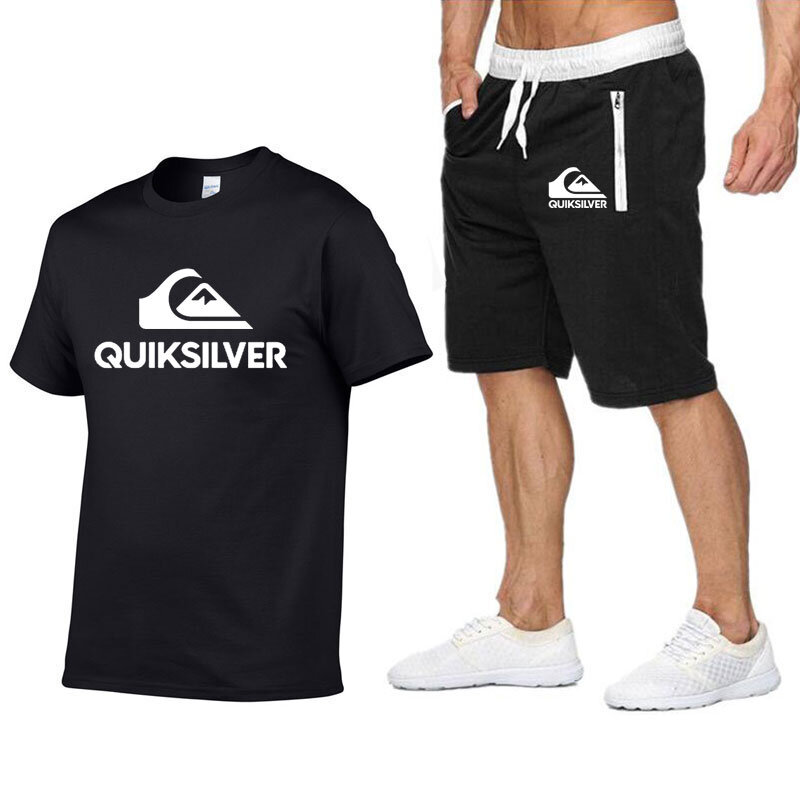 Мужская брендовая футболка с коротким рукавом и спортивные шорты, 2 предмета, Повседневная футболка с принтом, пляжные брюки, уличный спортивный костюм в стиле Харадзюку, 2XL
