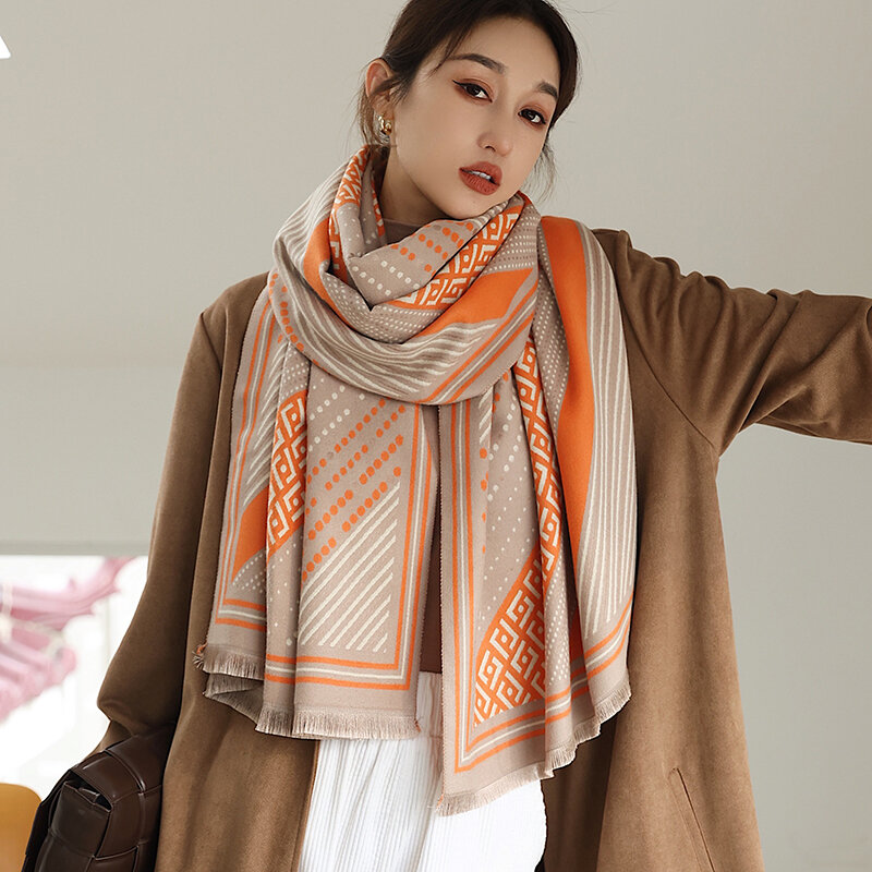 Роскошный брендовый теплый кашемировый шарф 2021, женское толстое одеяло из пашмины, шаль Bufanda, платок, женское дизайнерское пончо 2021