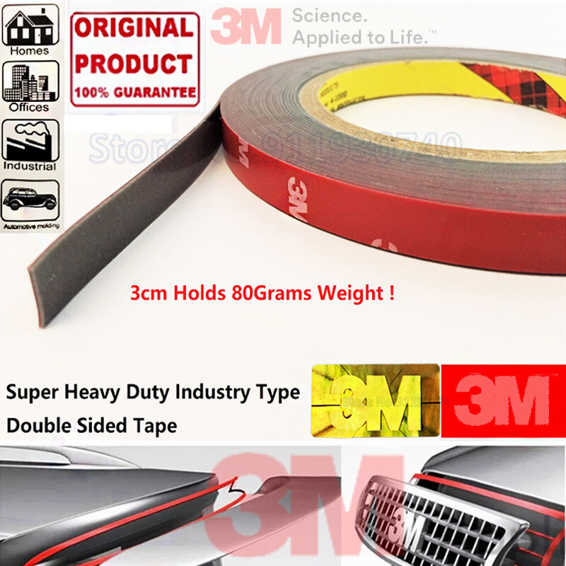3 M 3 metros 3 M VHB 0,8 MM montaje resistente cinta de espuma acrílica adhesiva de doble cara 6mm 8mm 10mm 12mm 15mm 20mm 30mm 40mm 50mm