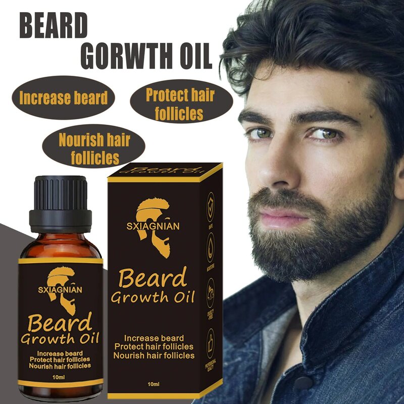 10ml barba crescente solução nutritiva, reparando e crescendo óleo essencial para cabelos faciais masculinos