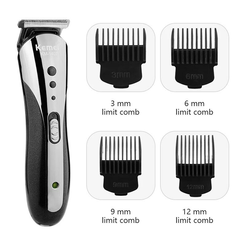 Kemei-cortadora de pelo profesional multifunción 3 en 1, máquina eléctrica inalámbrica para cortar el pelo, Barba, nariz