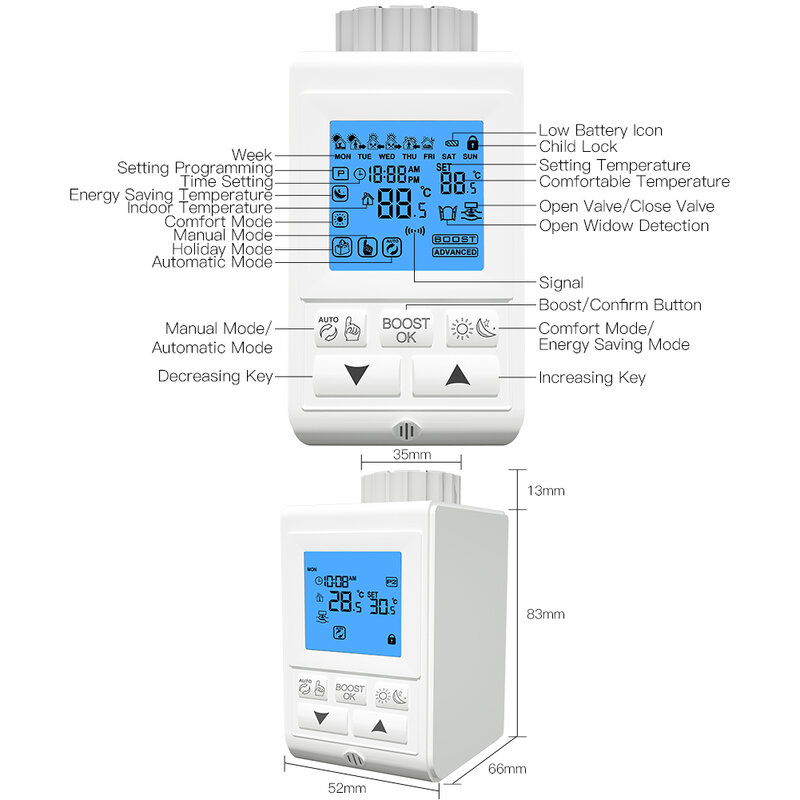 สมาร์ทTRVวาล์วหม้อน้ำThermostatic Controller ZigBeeเครื่องทำน้ำอุ่นอุณหภูมิเสียงควบคุมทำงานร่วมกับAlexa Google Home