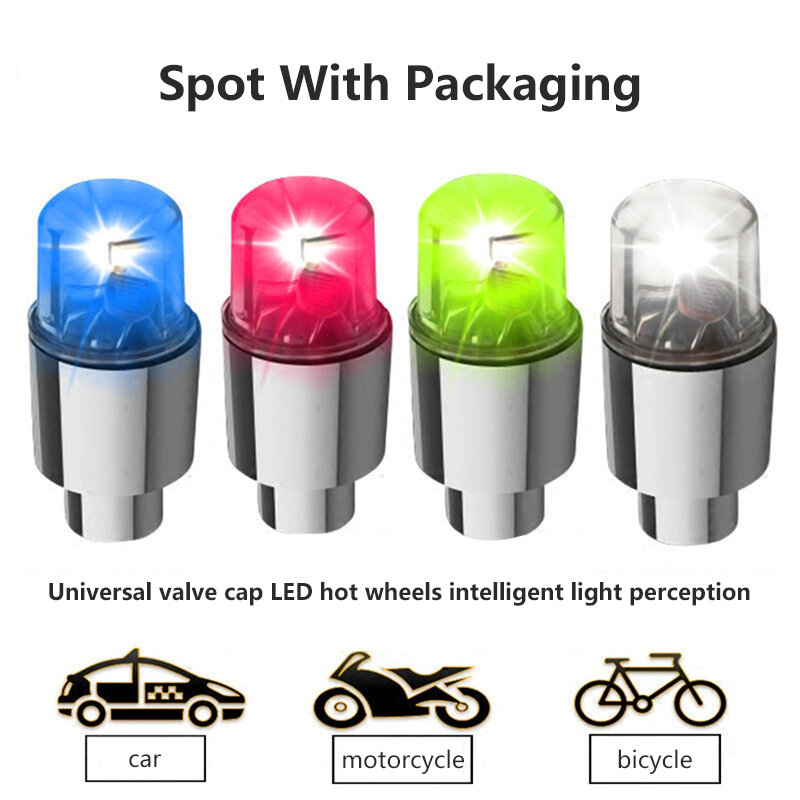 Durável LED pneu válvula Stem Caps, tampa da tampa da luz, resistente à ferrugem, impermeável roda luz para carro, motocicleta, 2 pcs, 4 pcs, 6pcs