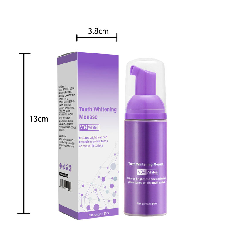 50ml Teeth Whitening Mousse Deep Cleaning Cigarette Stains Repair Bright Neutralizes Yellow Tones Plaque Fresh Breath