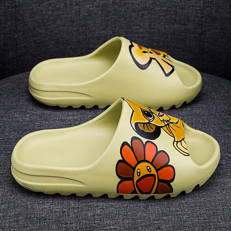 Sandalias inspiradas en YZY & ELMO Unisex, chanclas transpirables de verano, zapatillas ligeras con boca de pez y grafiti, talla grande 34-46