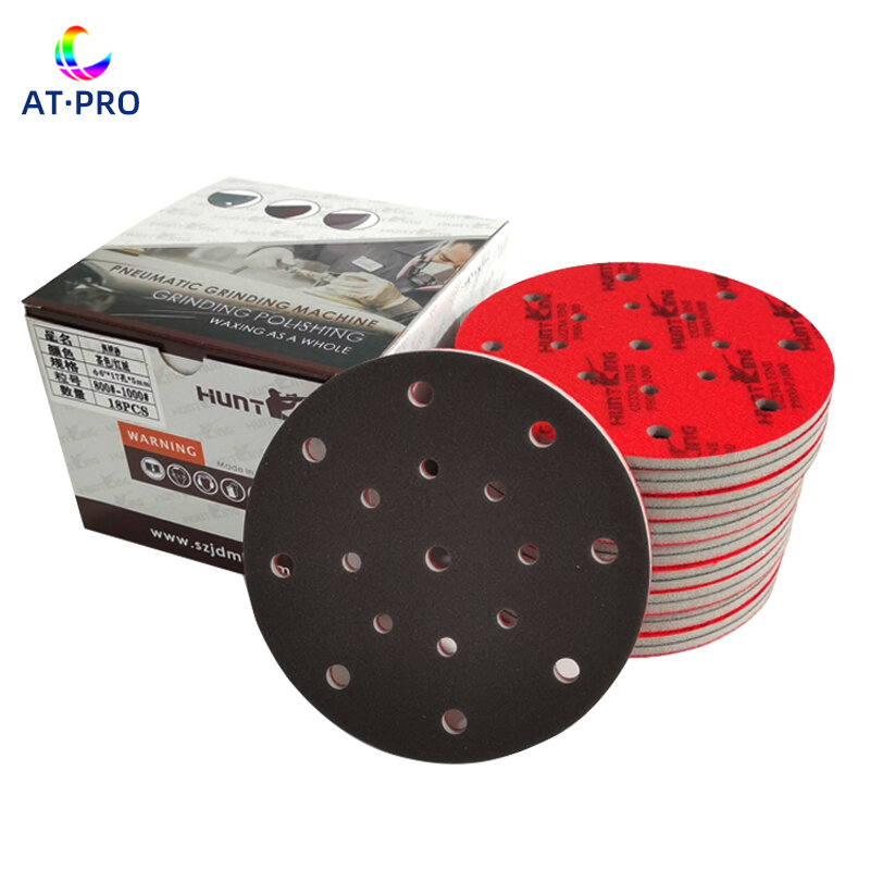 ATPRO-papel de lija de esponja Red150mm, 6 pulgadas, pintura de coche, pulido de belleza, se utiliza especialmente para moler abrasivos de grano 400-2000