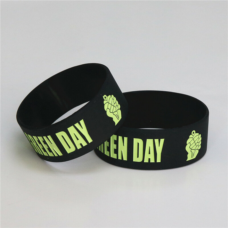 1PC New Hot Sale GREEN DAY Silicone Bracelets & Bangles Wide Black Silicone Wristband for Music Fans Concert Gift SH070