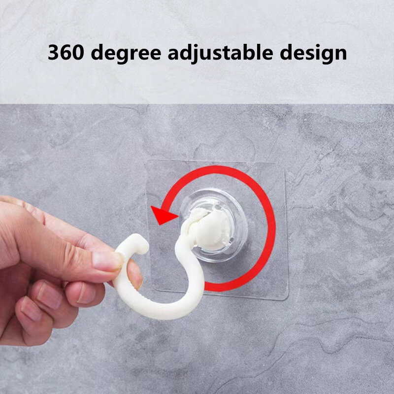 Plástico 360 graus rotatable auto adesivo gancho de parede da porta para o banheiro cozinha armazenamento guirlandas adesivo de parede toalha pendurado ganchos