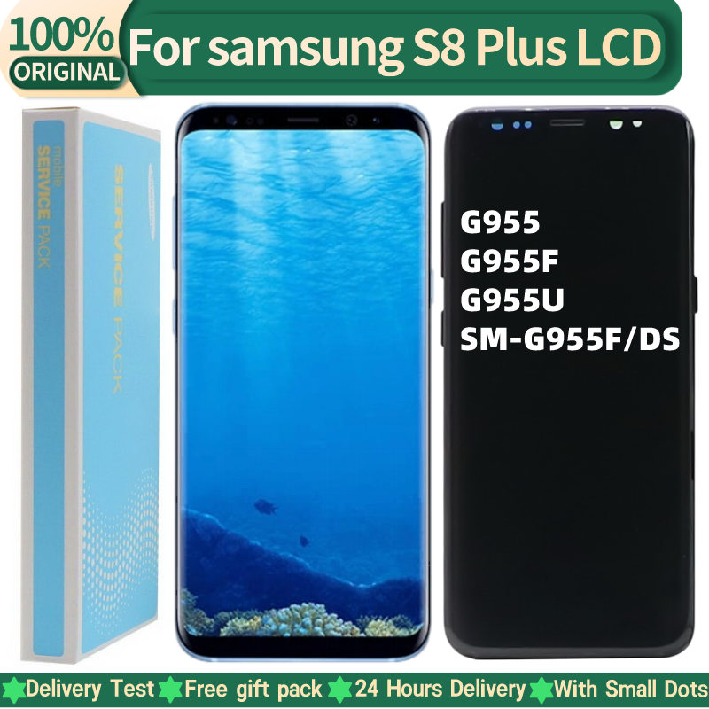 100% Original AMOLED LCD สำหรับ SAMSUNG Galaxy S8 Plus G955 G955F จอแสดงผล S8 + LCD Touch Screen Digitizer เปลี่ยนจุด