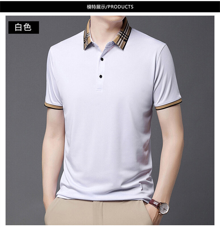 New Men's Solid Color Polo Shirt Short -sleeved POLO Shirt and Men's Casual Street Clothing 2022 Summer Male Top