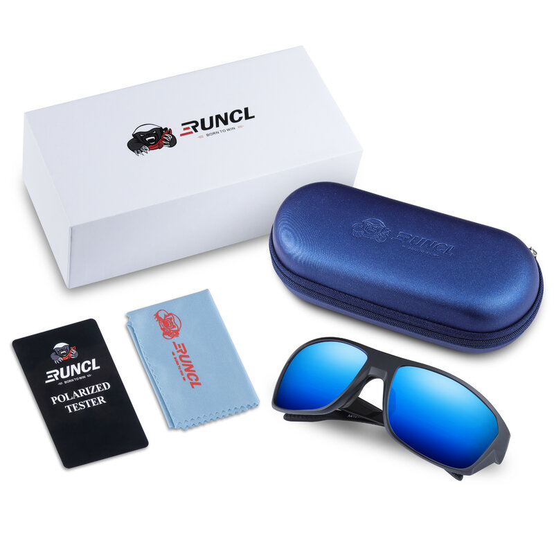 RUNCL-óculos de sol polarizados para homens e mulheres, Cleon Fishing Eyewear, condução, ciclismo, camping, UV400, HD, água salgada-resistente