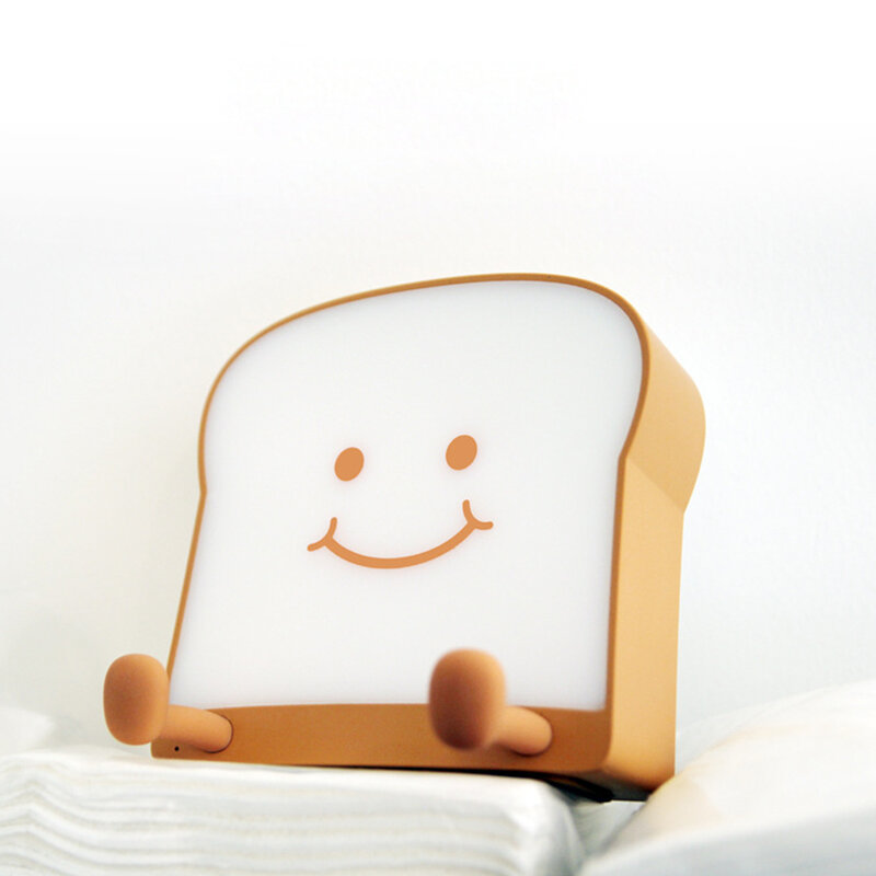 Lovely Cute Night Light Cartoon Toast Bread With Patting Switch Led USB Charging Restaurant As Gift Girls/Boys Birthday Gifts