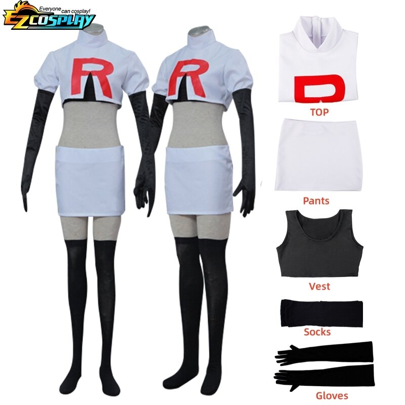 Anime Team Rocket Jessie Musashi James Kojirou Halloween Costume Cosplay Set completo gioco accessori Anime per Unisex adulto