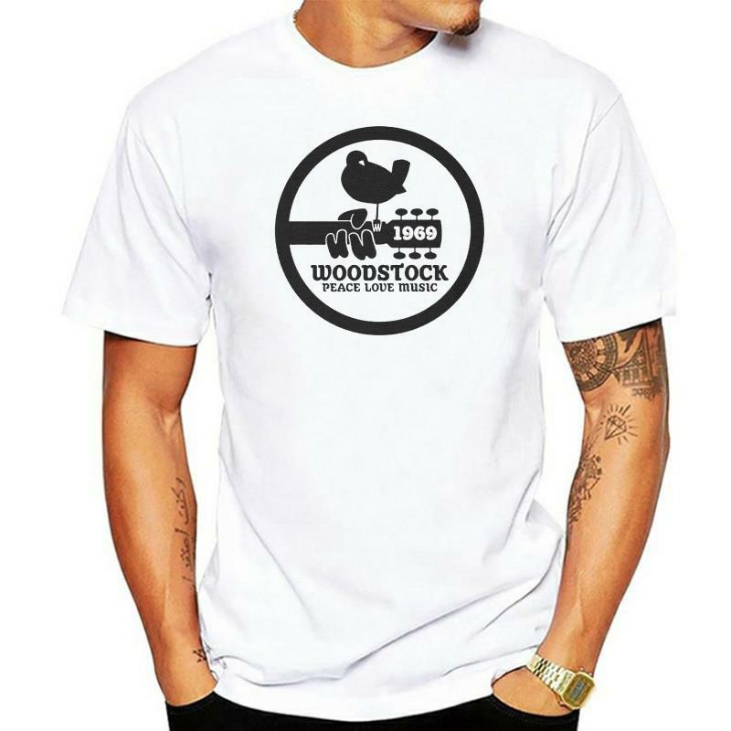 Woodstock 50 Anniversary 2022 Peace Love musik kustom T-Shirt Pria Pakaian kaus