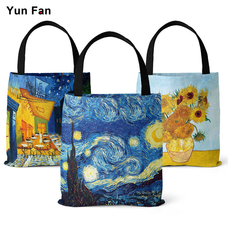 Damskie torby na ramię płócienna Tote torba Van Gogh obraz olejny plażowa, duża pojemność dla dziewczyna torebki dla kobiet darmowa wysyłka