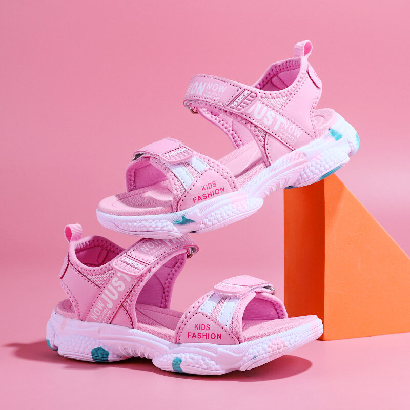 Сандалии Детские на плоской подошве, дышащие нескользящие легкие, летняя повседневная обувь для девочек, 2022
