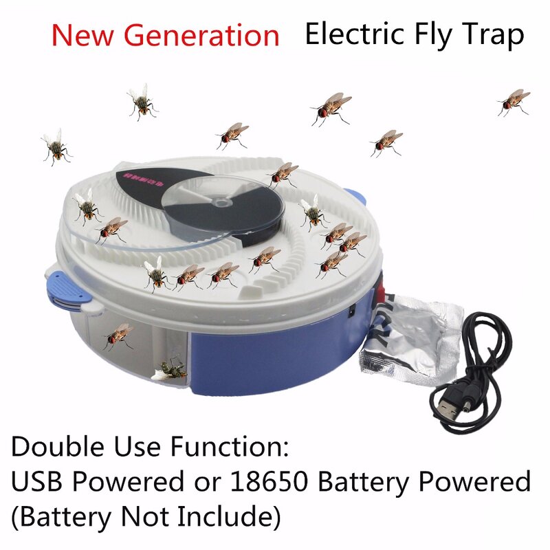 Piège à mouches électrique avec port USB, dispositif antiparasitaire, répulsif de lutte contre les parasites, pour l'intérieur et l'extérieur, attrape-mouches automatique