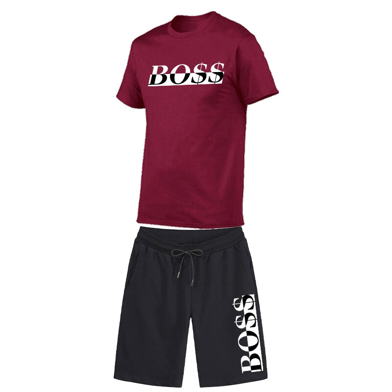 여름 남성 짧은 소매 티셔츠 + 반바지 세트 클래식 패턴 남성 Tracksuit 2022 트렌드 새로운 레저 스포츠 남자 의류