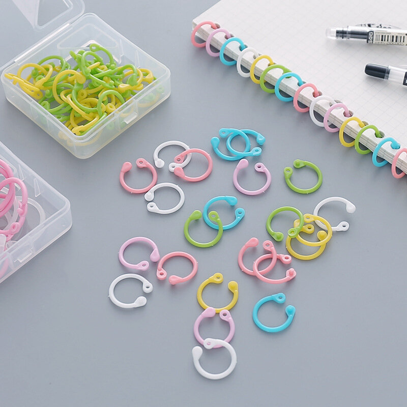 30Pcs Colorful Binder Rings Plastic Circle Ring Loose Leaf Book Binding Hoops for DIY Albums Document Office Supplies Stationery