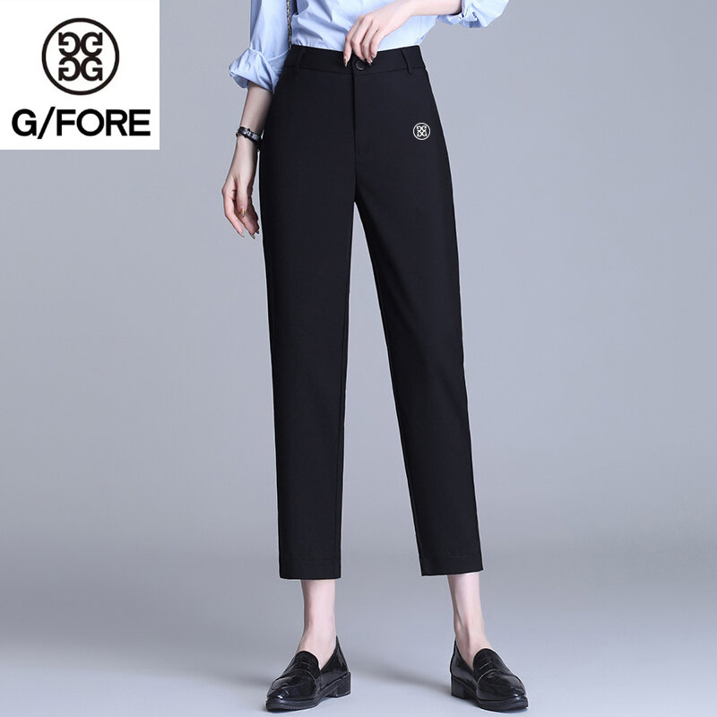 Malbon Golf Versatile Black in Spring and Autumn 2023 Women's Korean Version of High-waisted Slim Elastic Nine-point Suit Pants