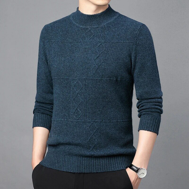 Pull épais à manches longues et demi-col pour homme, vêtement en laine décontracté de Style coréen, nouvelle collection automne et hiver 2022