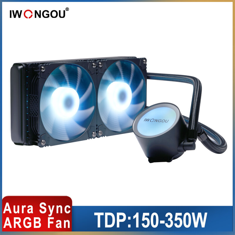 IWONGOU Water Cooler Cpu ARGB dissipatore di calore in rame per LGA 2011 X99 X79 processore Cooler 1151/1155/AMD120mm ventole per PC con raffreddamento a liquido