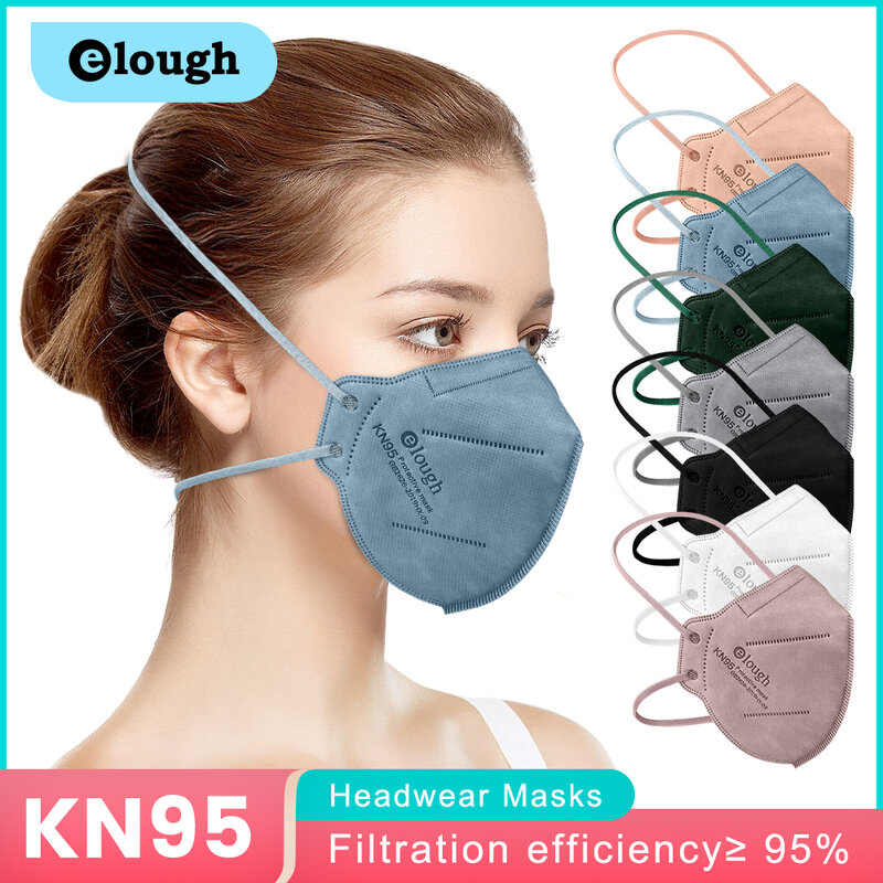 Elough – masque de protection à 5 couches, FPP2, FP2, KN95