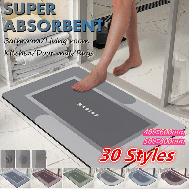 Tapis de sol Super absorbant antidérapant, 30 couleurs, à séchage rapide, pour salle de bain, facile à nettoyer, résistant à l'huile, pour la cuisine
