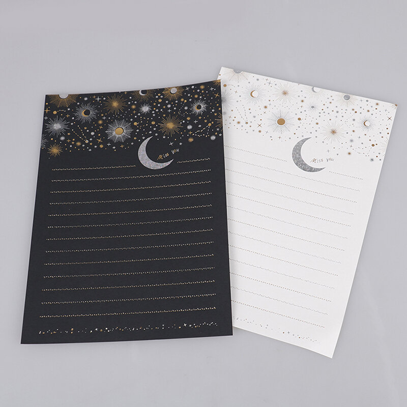 1/6 pçs intage carta conjunto de escrita papel e envelopes opcionais papelaria estrelado lua criativo pequeno fresco papel timbrado japonês