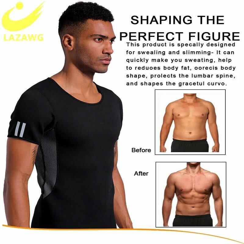 LAZAWG-camisetas sin mangas para hombre, chaleco moldeador de cuerpo para gimnasio, ropa interior adelgazante, cinturón de entrenamiento de cintura para Sauna, moldeador de sudor, camisa para pérdida