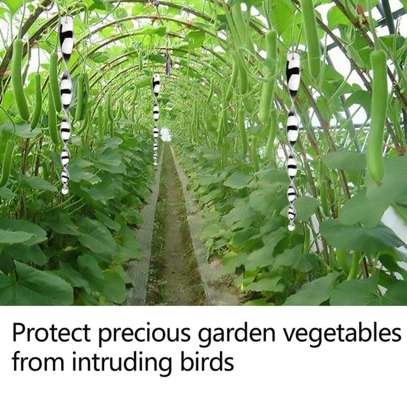 12Pcs 30ซม.Bird Repellent สะท้อนแสง Scare แท่ง Bird Repellent Wind บิดสะท้อนแสงแท่งป้องกันการเกษตร