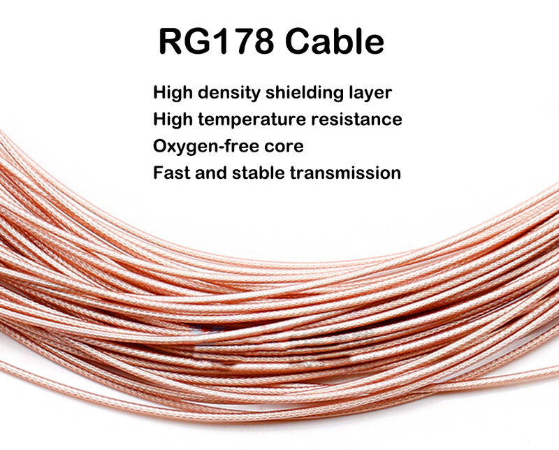 Удлинительный кабель RG178, коаксиальный кабель с одной головкой и разъемом для подключения к сети uFL/u.FL/IPX/IPEX-1, 2 шт., для антенн GSM/GPRS/3G/Wi-Fi