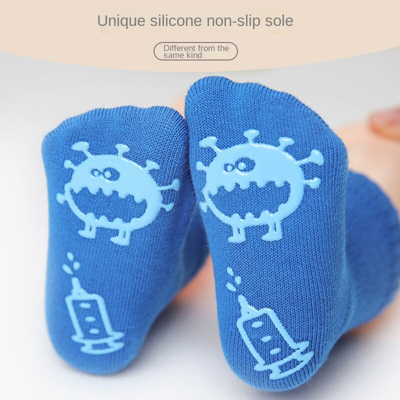 Calcetines antideslizantes para bebés y niños, medias de silicona de fondo suave, antideslizantes