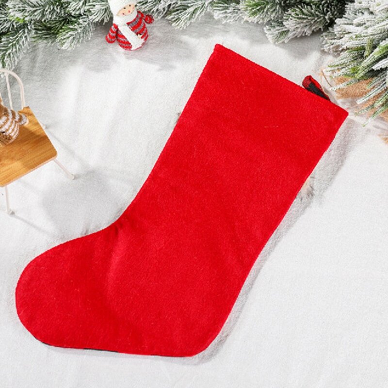 Kerst Home Decoratie Sokken, Hoge-Kwaliteit Linnen, Rode En Zwarte Plaid, Nieuwjaar Gift Bags