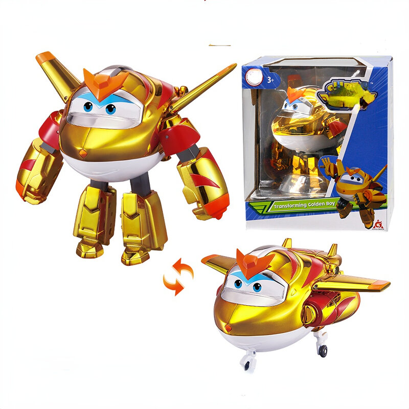 Super asas s5 5 "escala transformando brinquedo figuras de ação menino dourado avião para robô avião presentes para aniversário meninos meninas crianças