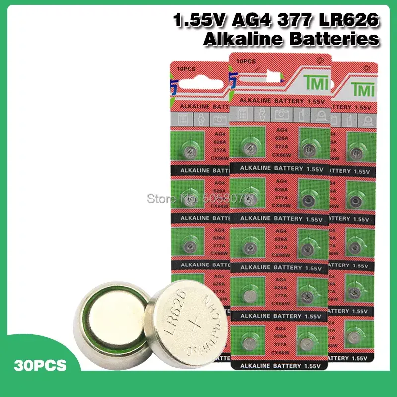 30 Stks/pak AG4 LR626 377 Knop Batterijen SR626 177 Cell Coin Alkaline Batterij 1.55V 626A 377A CX66W Voor Horloge speelgoed Afstandsbediening