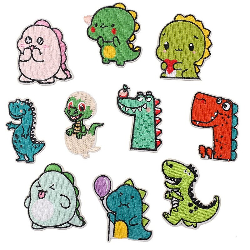 10Pcs Cartoons Anime Dinosaurussen Patches Ijzer Diy Naaien Op Strijken Borduren Patch Kind Kleding Applicaties Voor T-shirt Decor badge