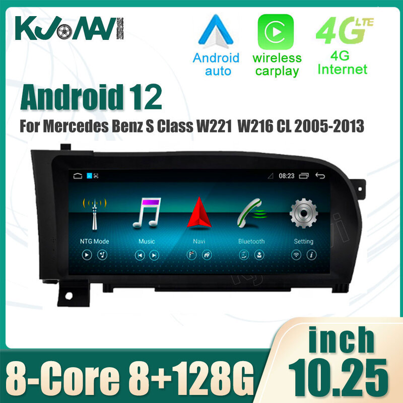 Autoradio Android, écran tactile 10.25 ", Carplay, moniteurs, haut-parleur, lecteur multimédia, accessoires pour voiture Benz S, W221, W216, 2005 – 2013