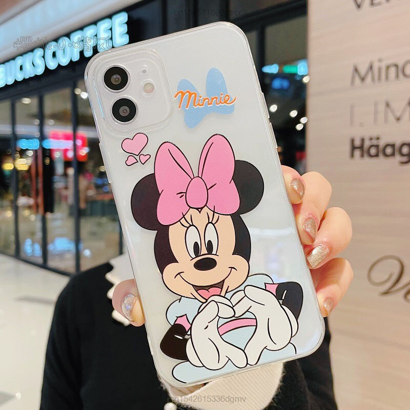 Coque d'iphone tendance, motif dessin animé Disney Minnie Mouse Mickey, pour iphone 12 11 13 Pro Max xs xr x Mini 8 7 Plus